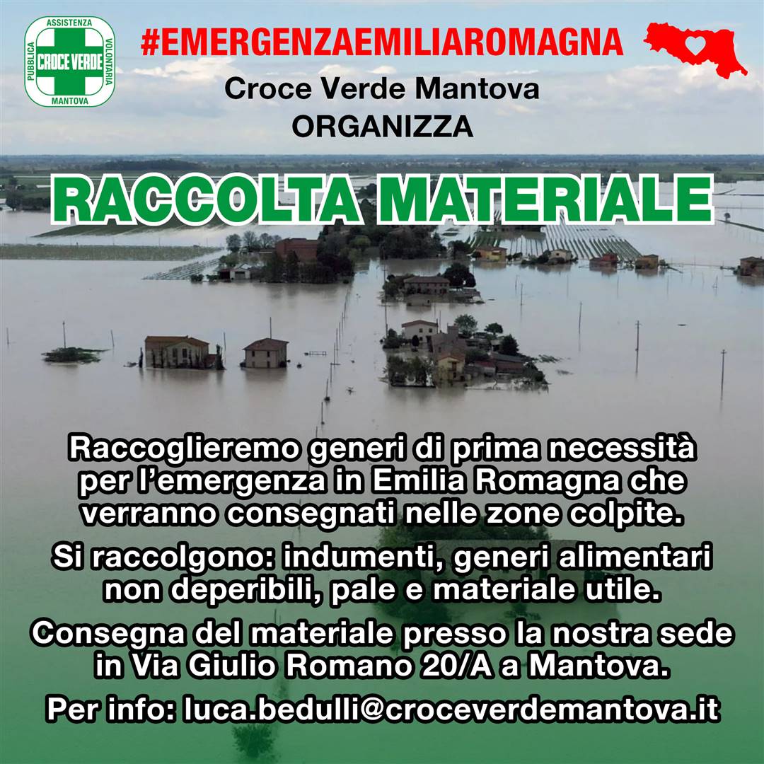 RACCOLTA MATERIALE PER L&#39;EMERGENZA IN EMILIA ROMAGNA